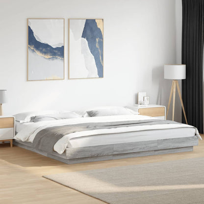 vidaXL Bed Frame with LED Lights without Mattress Grey Sonoma 200x200cm 1