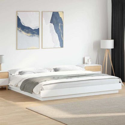Bed Frame with LED without Mattress 180x200 cm White