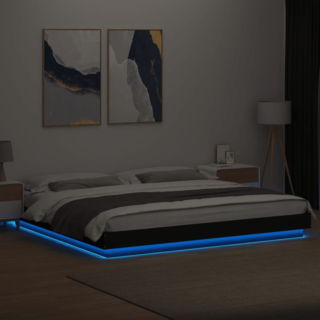 vidaXL Bed Frame with LED Lights without Mattress Black 180x200cm 4