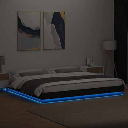 vidaXL Bed Frame with LED Lights without Mattress Black 180x200cm 4