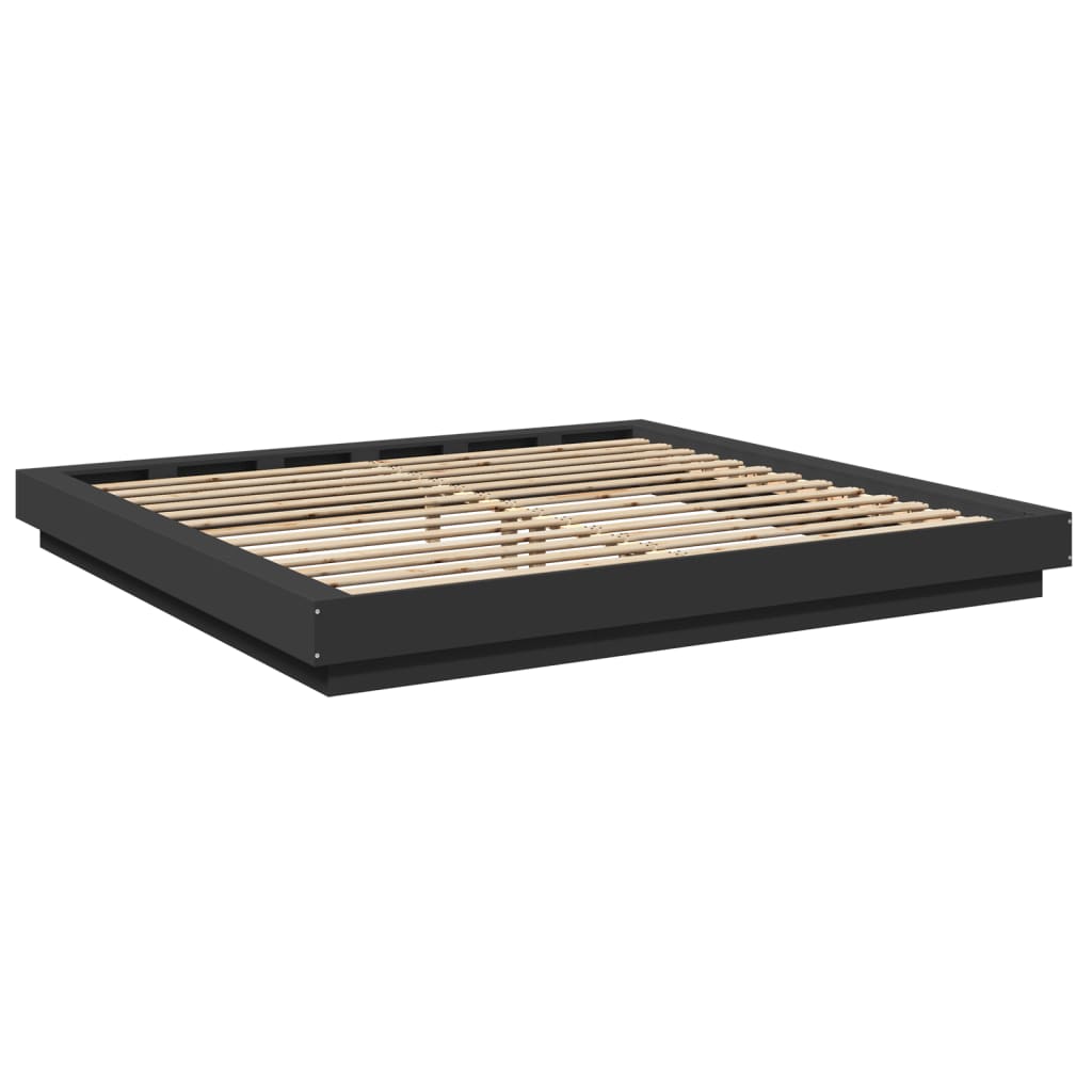 Bed Frame with LED without Mattress 180x200 cm Black