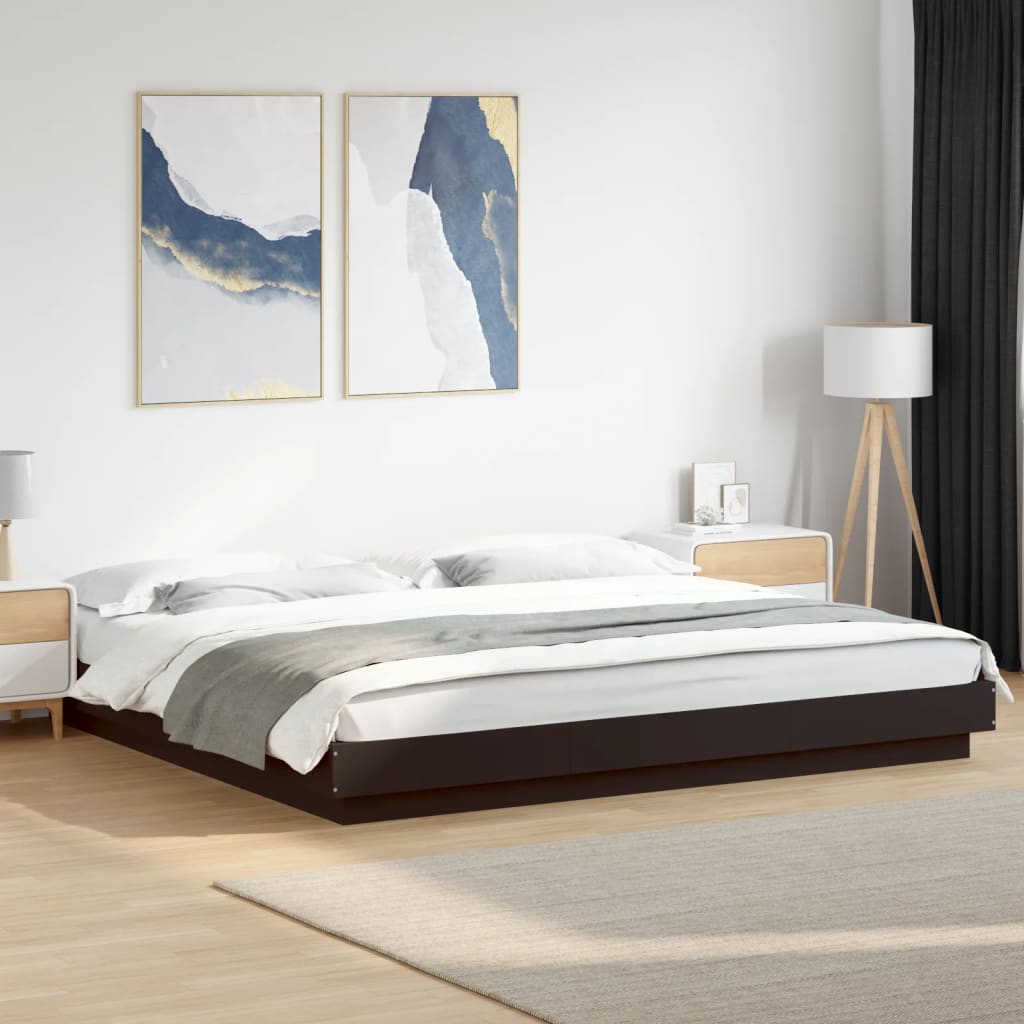 vidaXL Bed Frame with LED Lights without Mattress Black 180x200cm 1