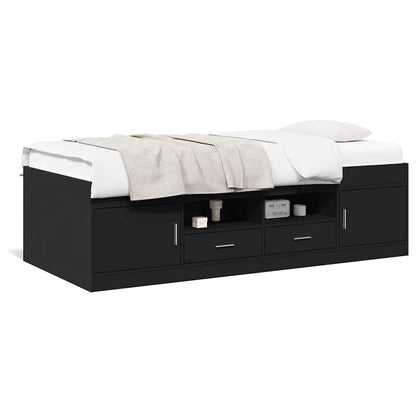 vidaXL Daybed with Drawers without Mattress Black 100x200 cm 2