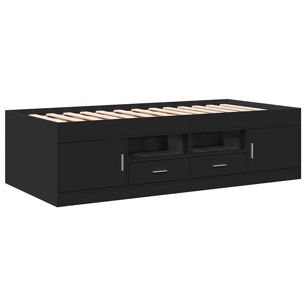 vidaXL Daybed with Drawers without Mattress Black 100x200 cm 3