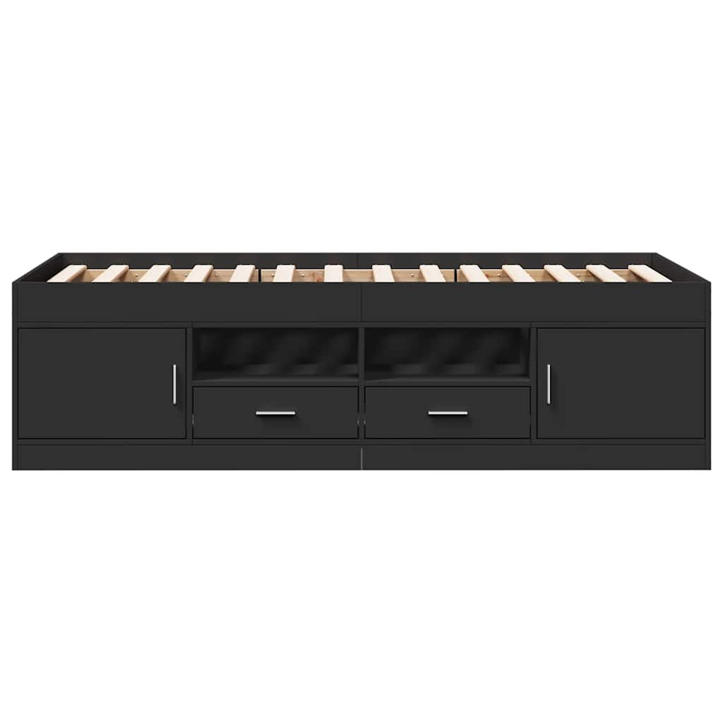 vidaXL Daybed with Drawers without Mattress Black 100x200 cm 4