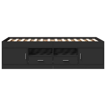vidaXL Daybed with Drawers without Mattress Black 100x200 cm 4