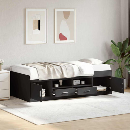 vidaXL Daybed with Drawers without Mattress Black 100x200 cm 1