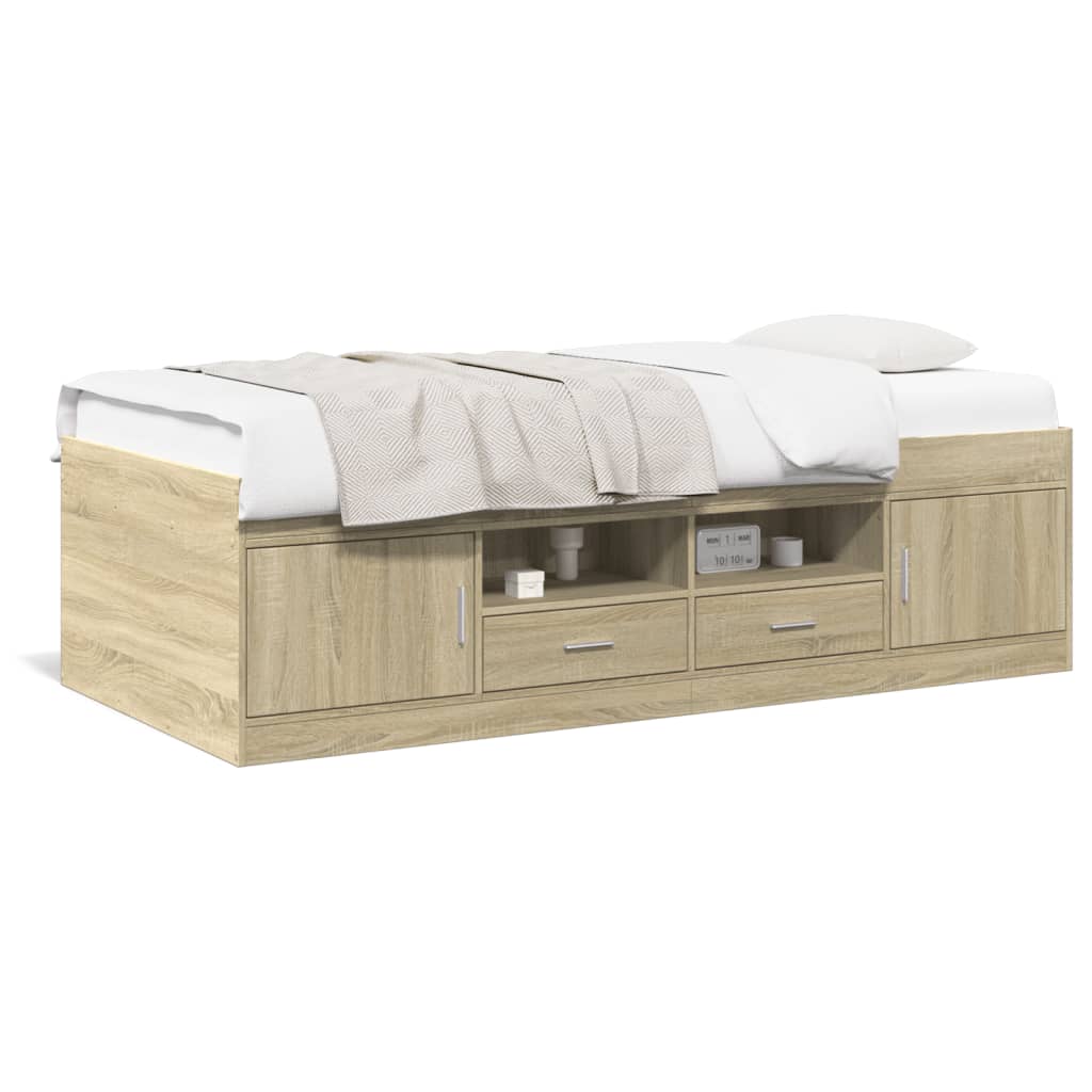 vidaXL Daybed with Drawers without Mattress Sonoma Oak 100x200 cm 2