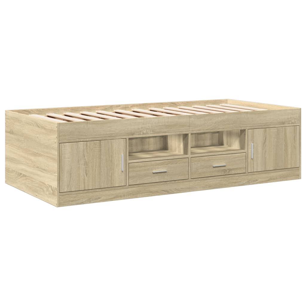 vidaXL Daybed with Drawers without Mattress Sonoma Oak 100x200 cm 3