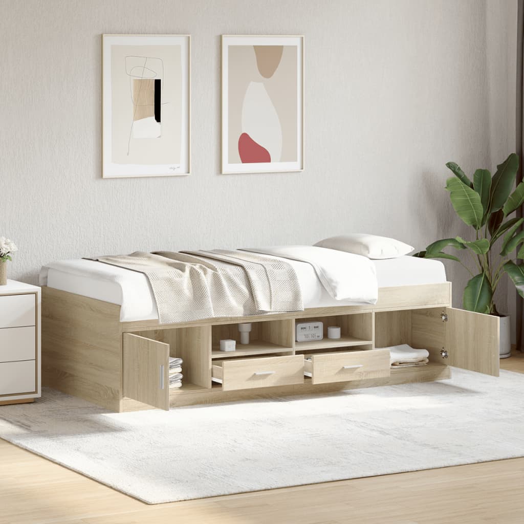 vidaXL Daybed with Drawers without Mattress Sonoma Oak 100x200 cm 1