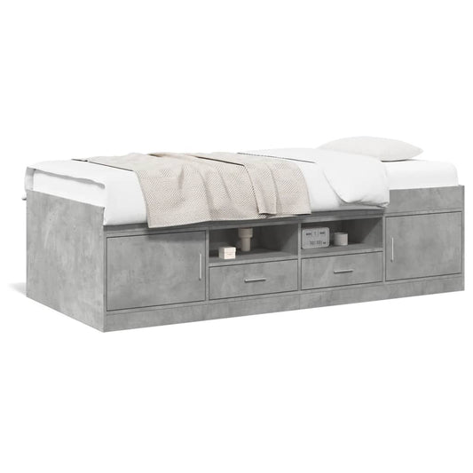 vidaXL Daybed with Drawers without Mattress Concrete Grey 100x200 cm 2