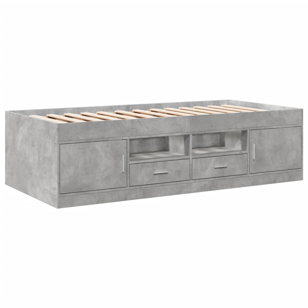 vidaXL Daybed with Drawers without Mattress Concrete Grey 100x200 cm 3