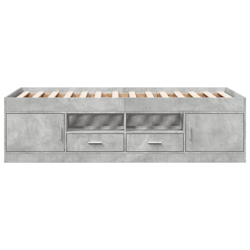 vidaXL Daybed with Drawers without Mattress Concrete Grey 100x200 cm 4