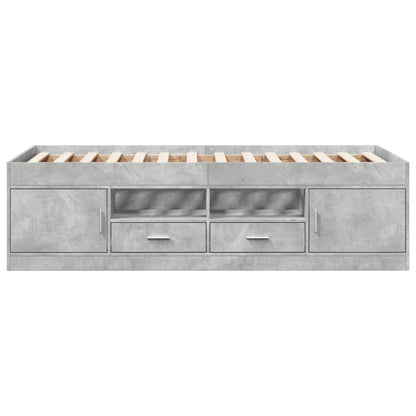 vidaXL Daybed with Drawers without Mattress Concrete Grey 100x200 cm 4
