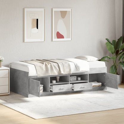 vidaXL Daybed with Drawers without Mattress Concrete Grey 100x200 cm 1