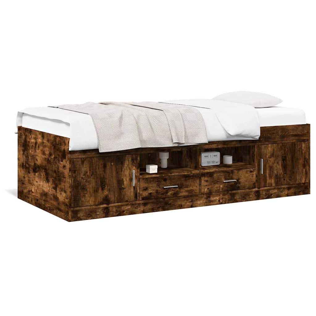 vidaXL Daybed with Drawers without Mattress Smoked Oak 100x200 cm 2
