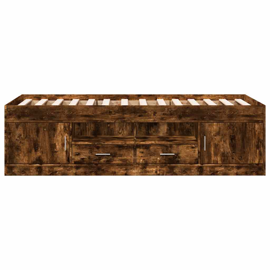 vidaXL Daybed with Drawers without Mattress Smoked Oak 100x200 cm 4