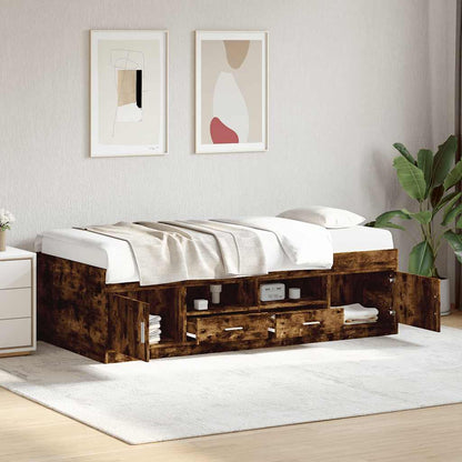 vidaXL Daybed with Drawers without Mattress Smoked Oak 100x200 cm 1
