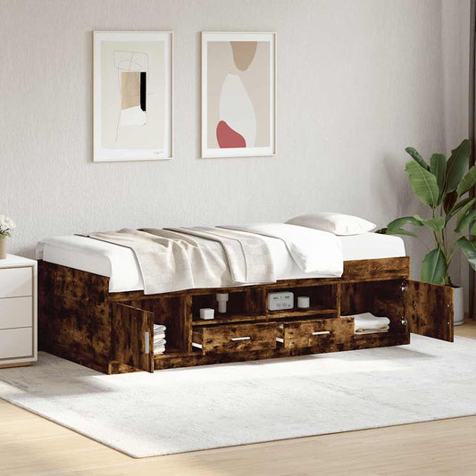 vidaXL Daybed with Drawers without Mattress Smoked Oak 100x200 cm 1
