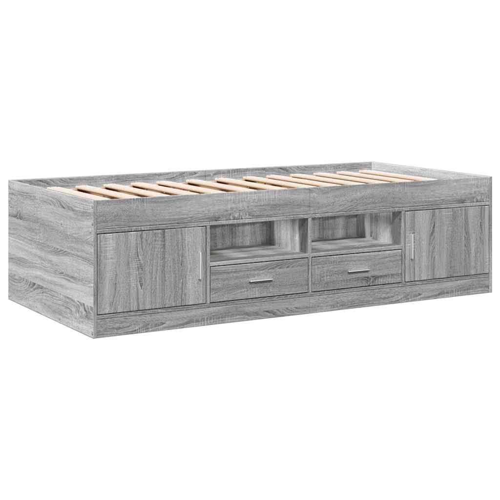 vidaXL Daybed with Drawers without Mattress Grey Sonoma 100x200 cm 3