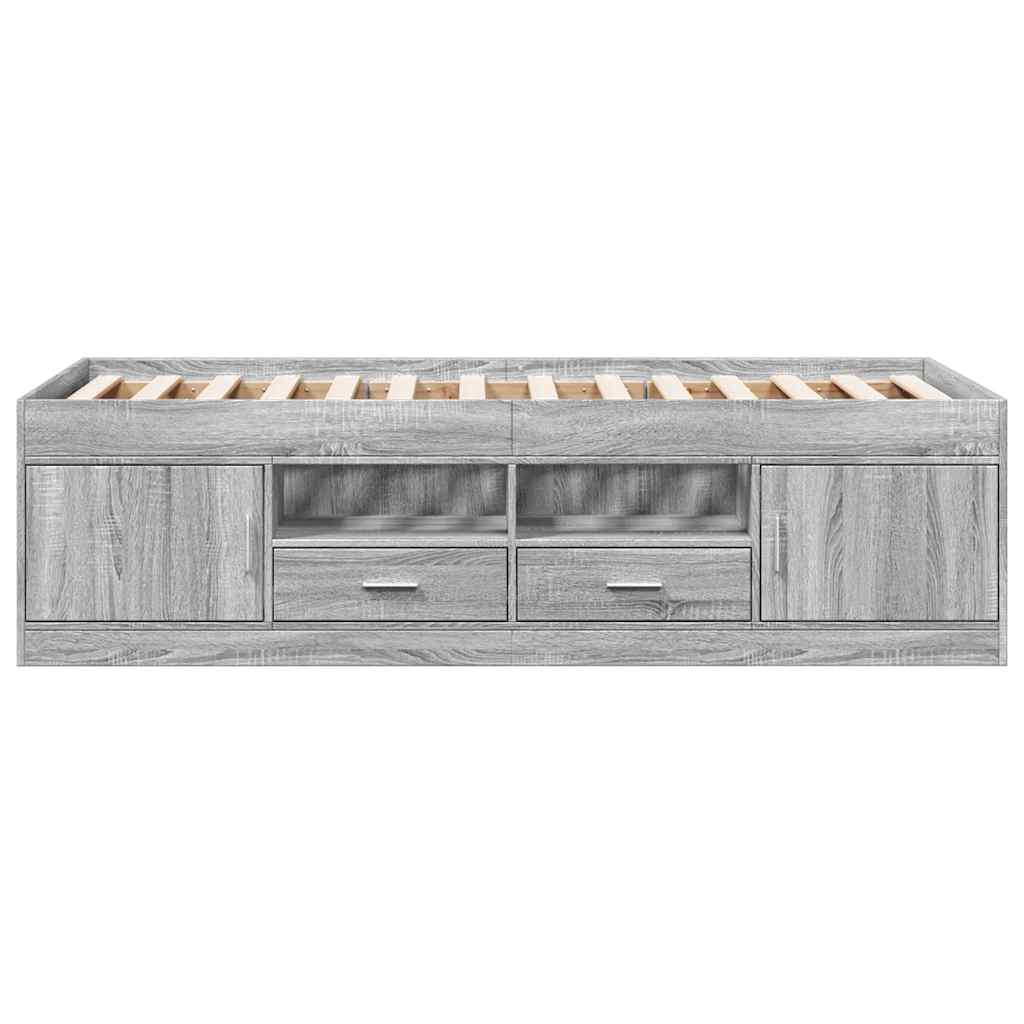 vidaXL Daybed with Drawers without Mattress Grey Sonoma 100x200 cm 4
