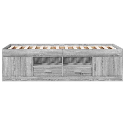vidaXL Daybed with Drawers without Mattress Grey Sonoma 100x200 cm 4