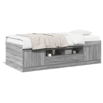 Daybed with Drawers without Mattress Length 200 cm Grey sonoma 90 cm