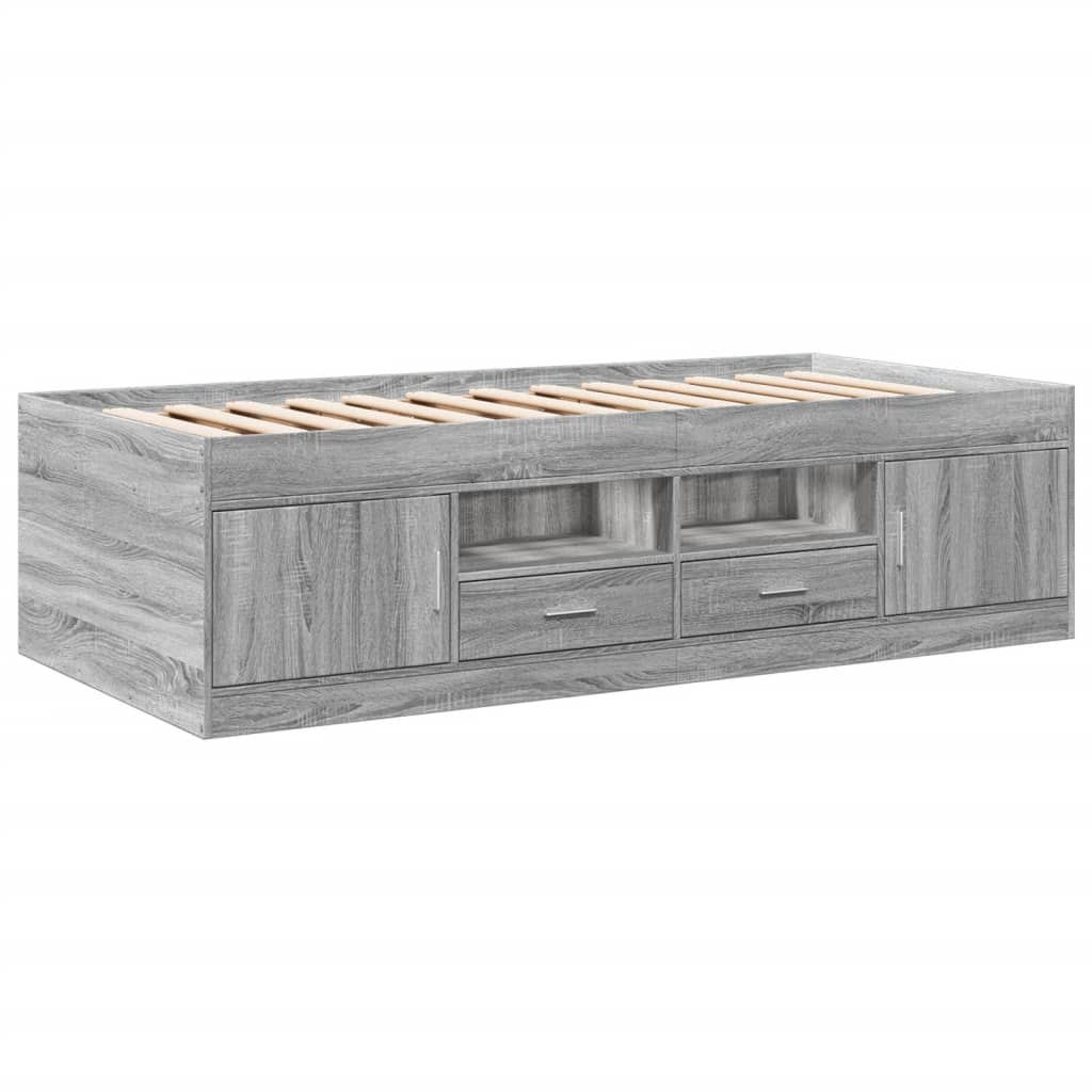 Daybed with Drawers without Mattress Length 200 cm Grey sonoma 90 cm