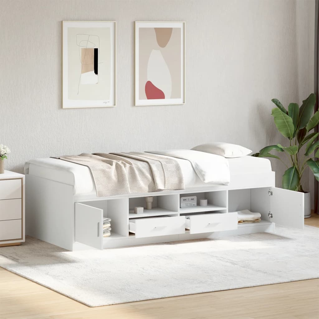 vidaXL Daybed with Drawers without Mattress White 90x190 cm Single 1