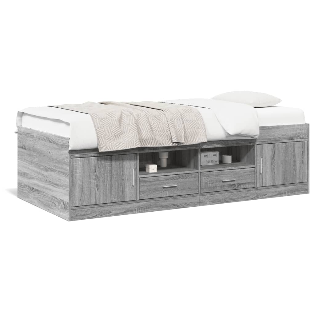 vidaXL Daybed with Drawers without Mattress Grey Sonoma 90x190 cm Single 2