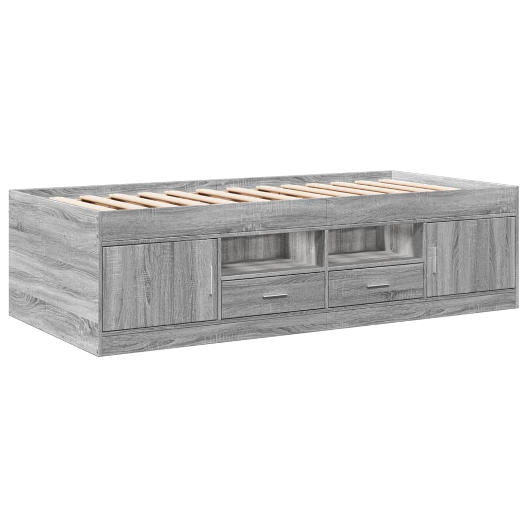 vidaXL Daybed with Drawers without Mattress Grey Sonoma 90x190 cm Single 3