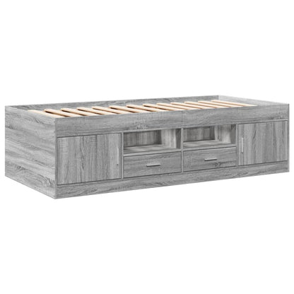 vidaXL Daybed with Drawers without Mattress Grey Sonoma 90x190 cm Single 3