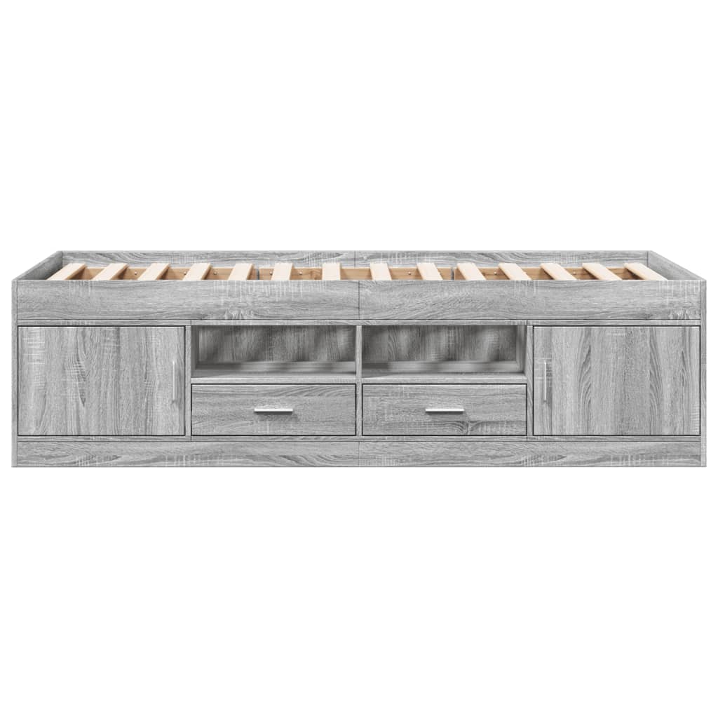 vidaXL Daybed with Drawers without Mattress Grey Sonoma 90x190 cm Single 4