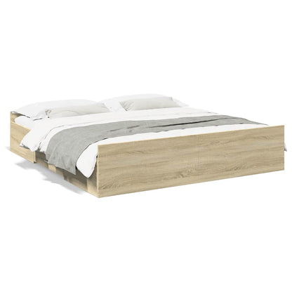 vidaXL Bed Frame with Drawers without Mattress Sonoma Oak 200x200 cm 2