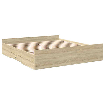 vidaXL Bed Frame with Drawers without Mattress Sonoma Oak 200x200 cm 3