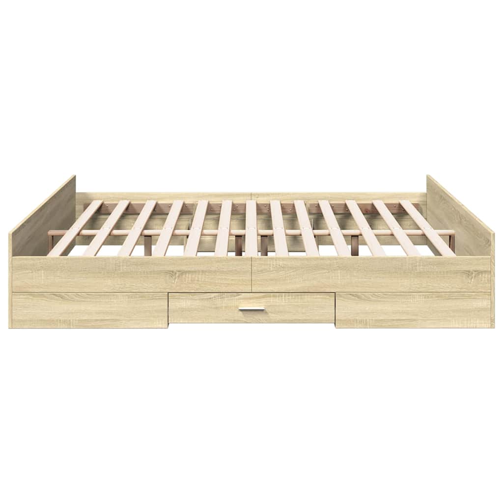 vidaXL Bed Frame with Drawers without Mattress Sonoma Oak 200x200 cm 5