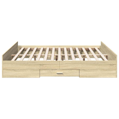 vidaXL Bed Frame with Drawers without Mattress Sonoma Oak 200x200 cm 5