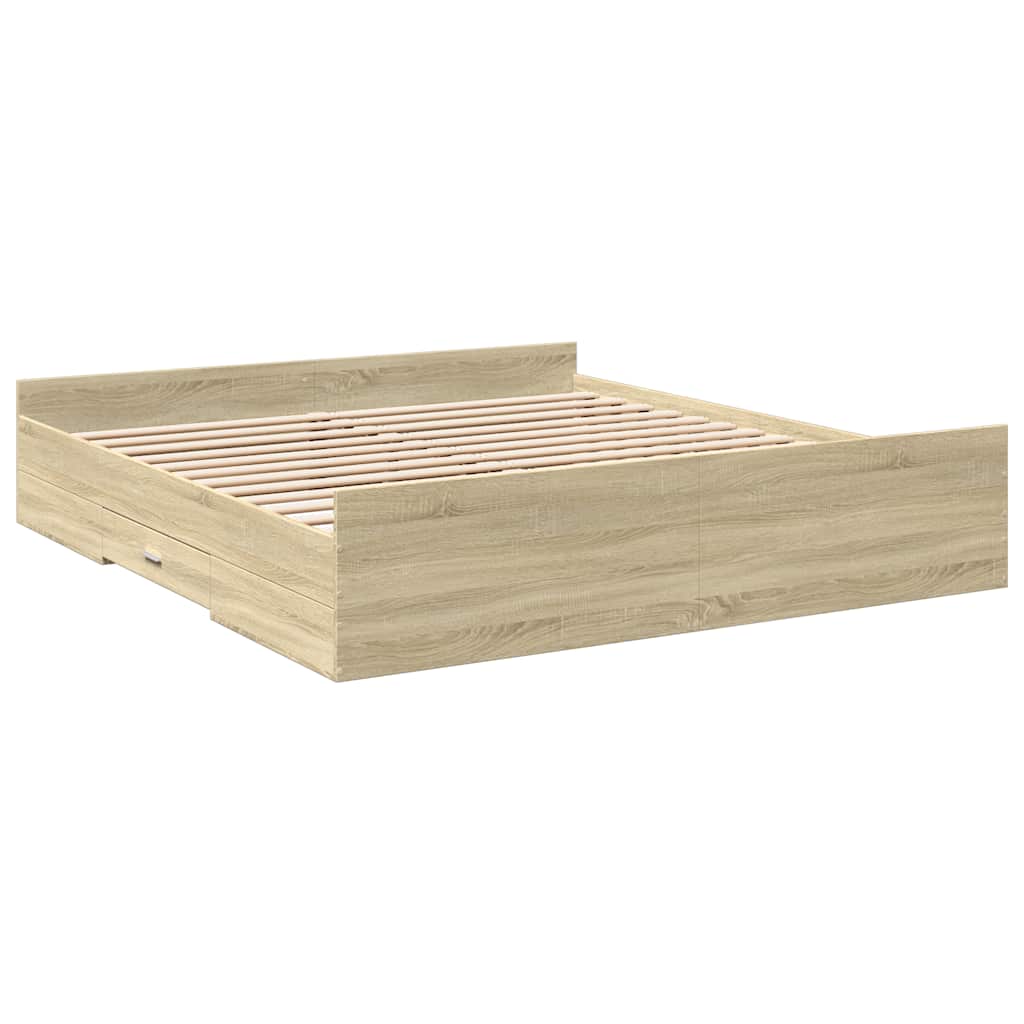 vidaXL Bed Frame with Drawers without Mattress Sonoma Oak 200x200 cm 6