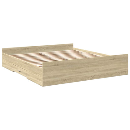 vidaXL Bed Frame with Drawers without Mattress Sonoma Oak 200x200 cm 6