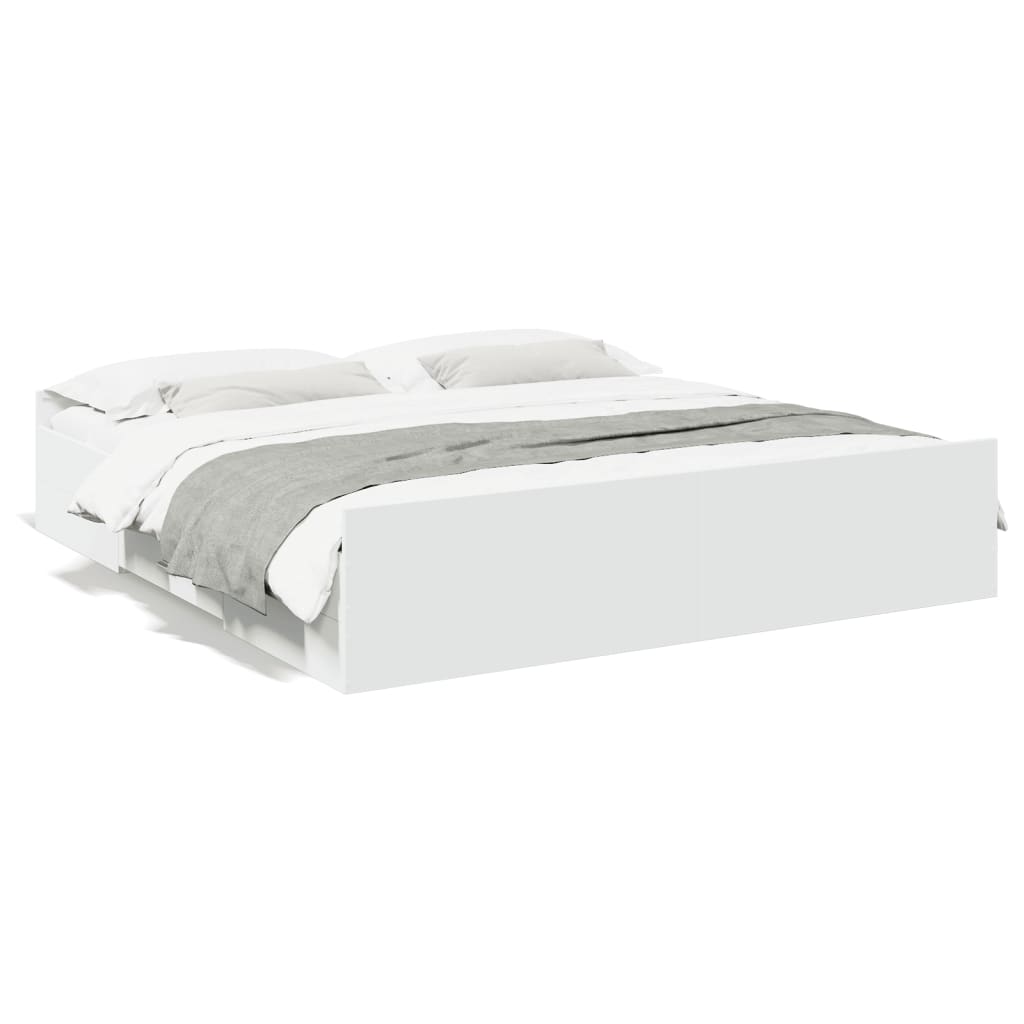 vidaXL Bed Frame with Drawers without Mattress White 180x200 cm Super King 2
