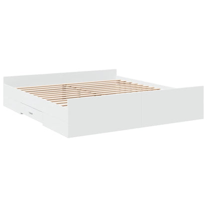 vidaXL Bed Frame with Drawers without Mattress White 180x200 cm Super King 6