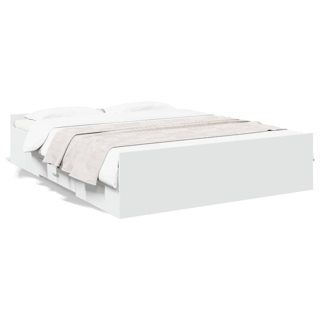 vidaXL Bed Frame with Drawers without Mattress White 160x200 cm 2