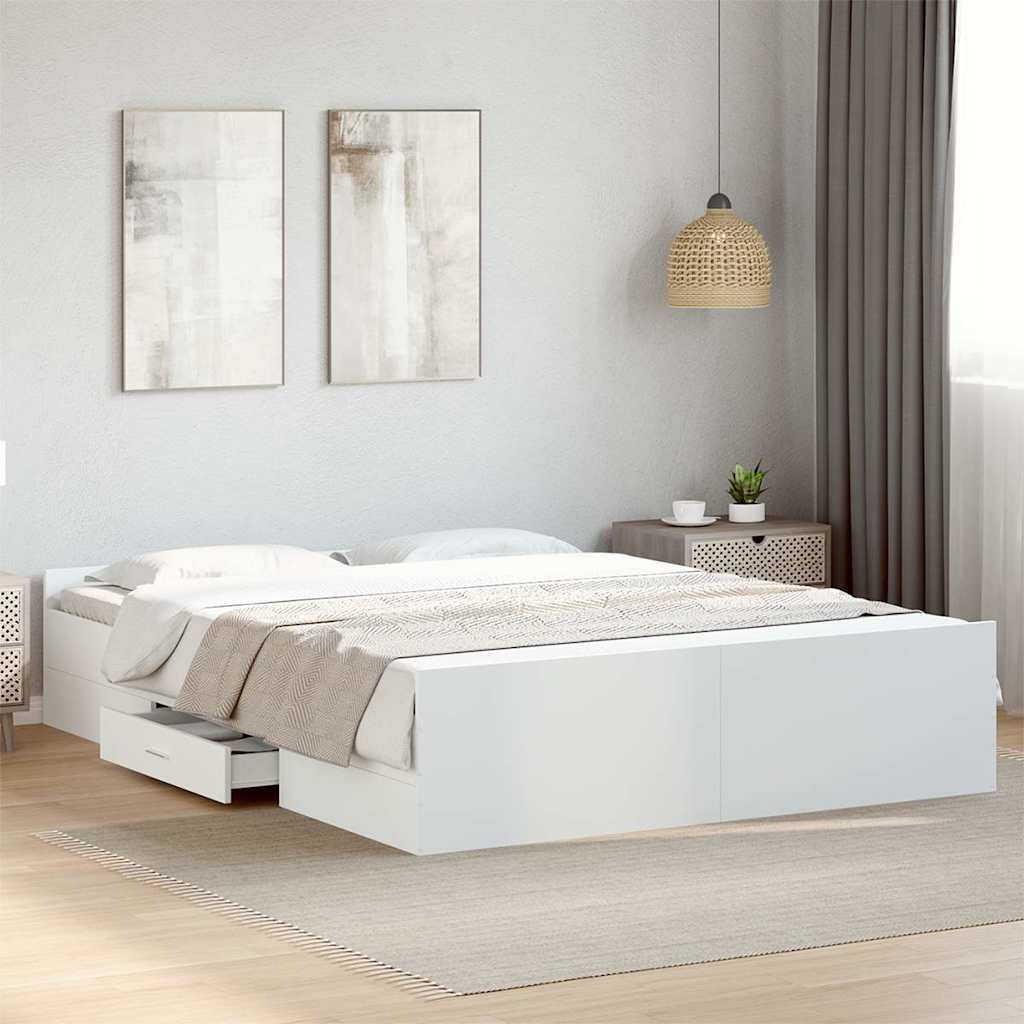 vidaXL Bed Frame with Drawers without Mattress White 160x200 cm 1
