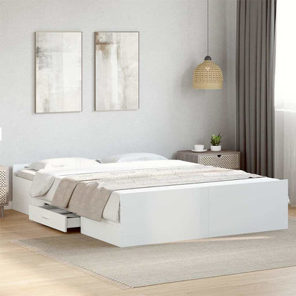 vidaXL Bed Frame with Drawers without Mattress White 160x200 cm 1
