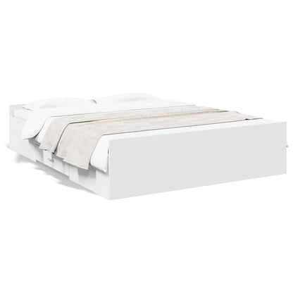 Bed Frame with Drawers without Mattress Length 200 cm White 150 cm
