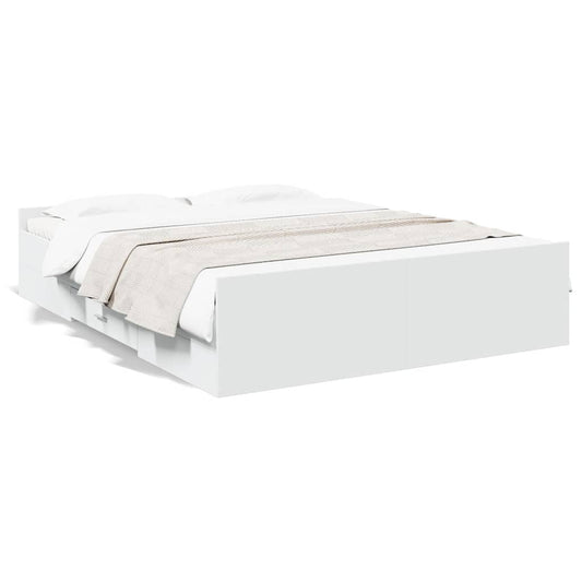 Bed Frame with Drawers without Mattress Length 200 cm White 150 cm