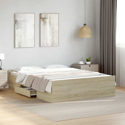 Bed Frame with Drawers without Mattress Length 200 cm Sonoma Oak 120 cm