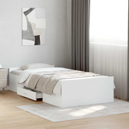 Bed Frame with Drawers without Mattress Length 190 cm White 75 cm