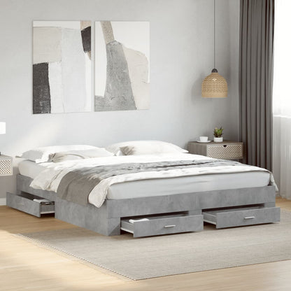 Bed Frame with Drawers without Mattress Length 200 cm Concrete Grey 200 cm