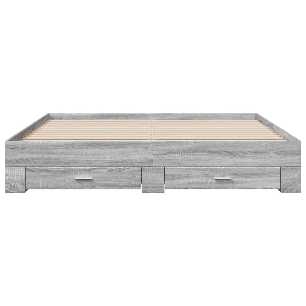 vidaXL Bed Frame with Drawers without Mattress Grey Sonoma 200x200 cm 4